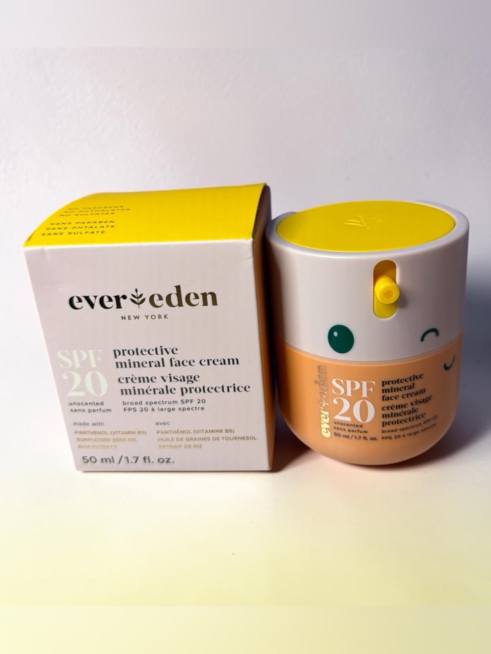 Ever Eden SPF 20 Protective Mineral Face Cream — Peach & Yellow